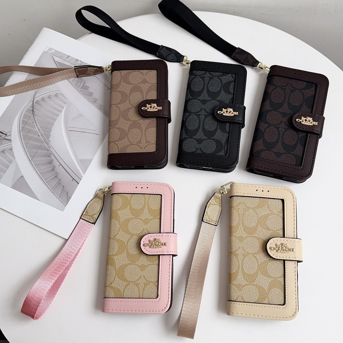 Luxury Monogram Canvas Wallet Case for iPhone 12-18 Pro & Pro Max