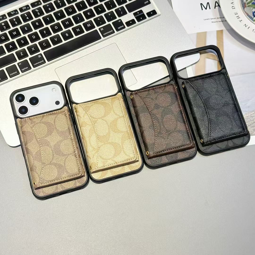 Luxury Coach Monogram Wallet Case for iPhone 12-18 Pro & Pro Max