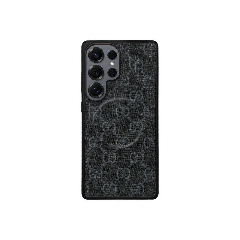 Luxury Monogram Canvas Black Case for Samsung S22-S26 Series