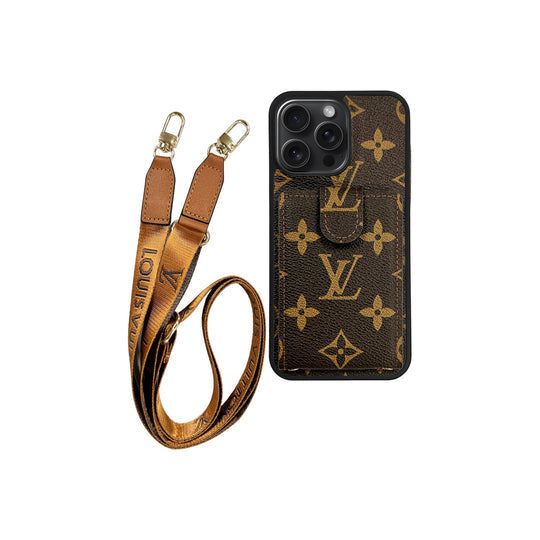 Louis Vuitton Brown Monogram Cardholder Lanyard for iPhone 12-18 Pro & Pro Max