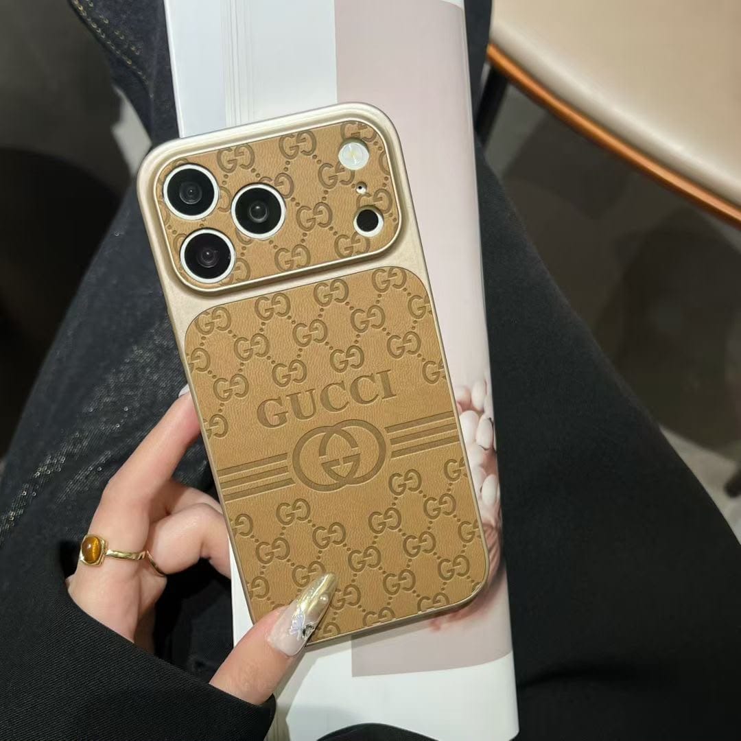 GG Luxury Monogram Leather Case for iPhone 12-18 Pro & Pro Max