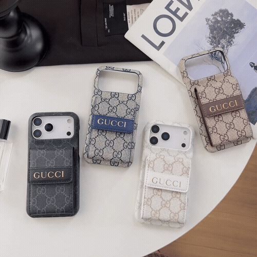 GG Stylish Leather Card Holder Case for iPhone 12-18 Pro & Pro Max