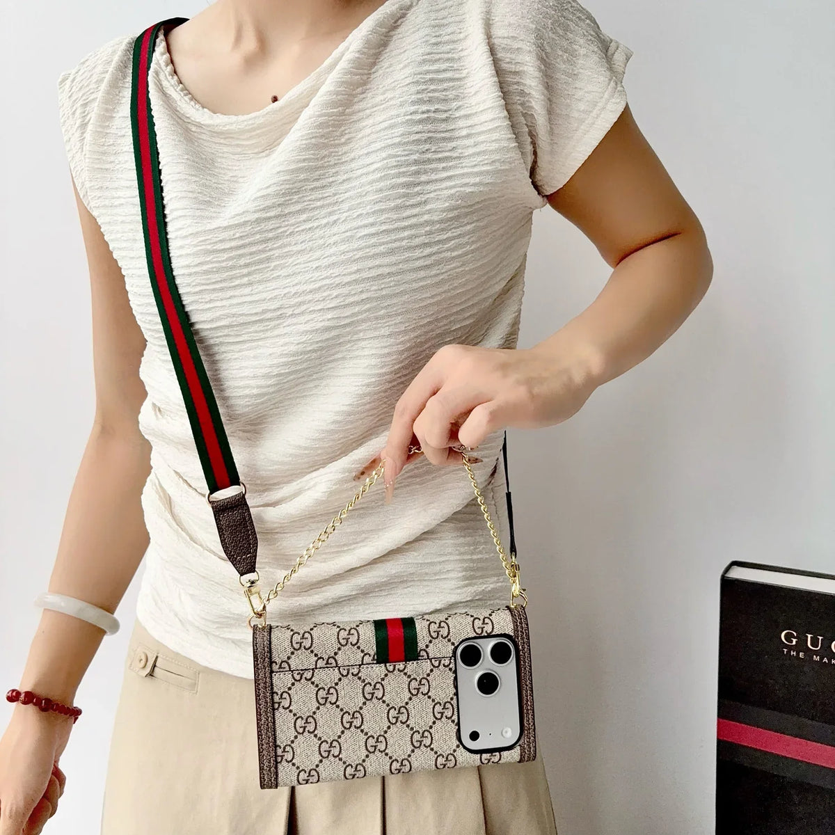 GG Classic Monogram Chain Bag Case for iPhone 12-18 Pro & Pro Max