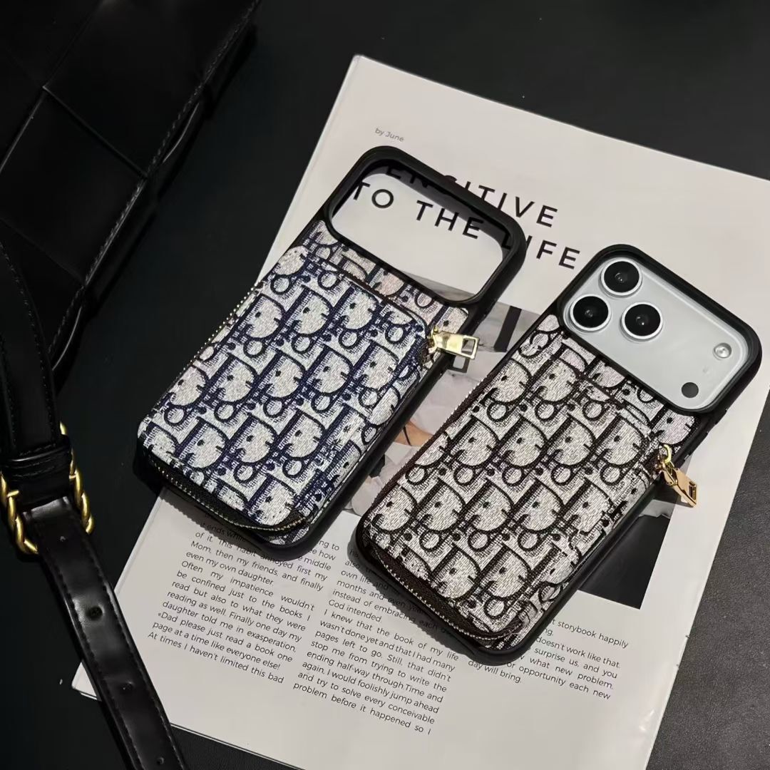 Dior Luxury iPhone Case Card Slot for iPhone 12-18 Pro & Pro Max