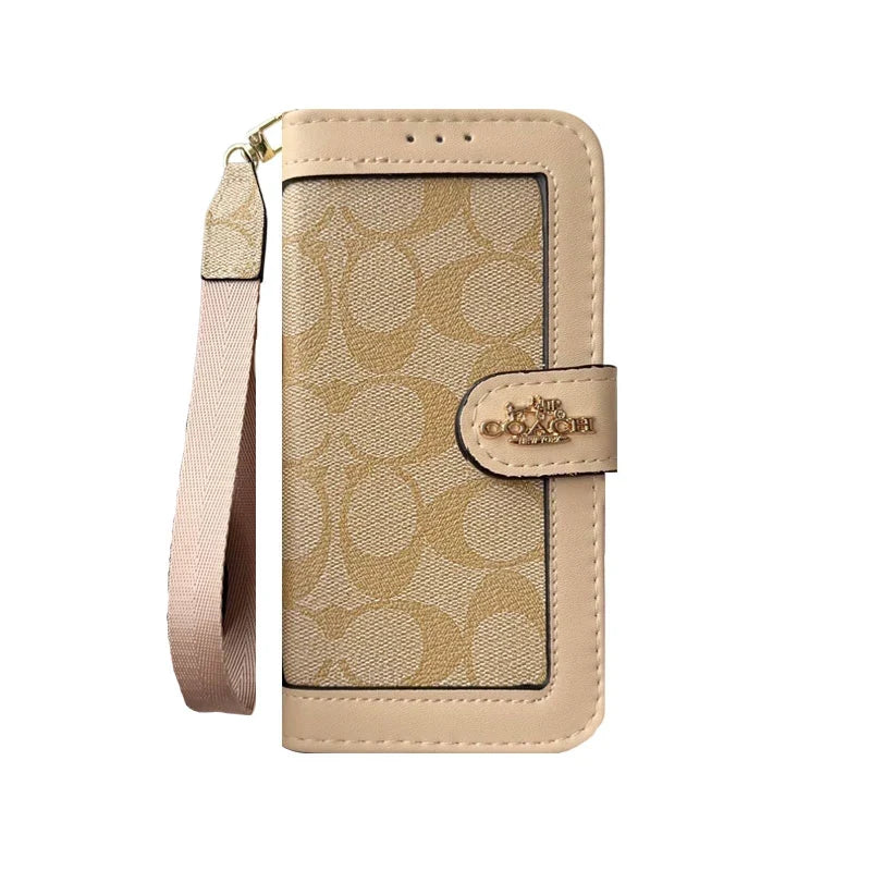 Luxury Monogram Canvas Wallet Case for iPhone 12-18 Pro & Pro Max