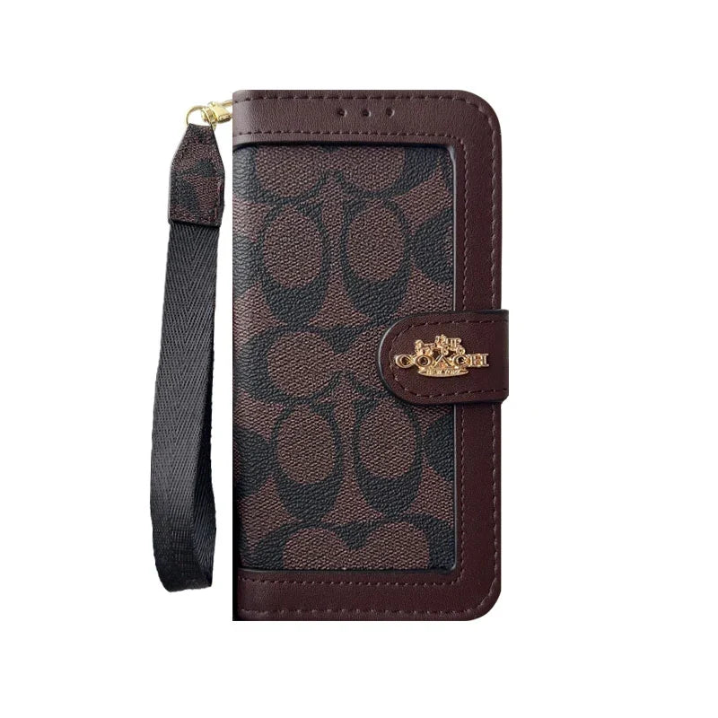 Luxury Monogram Canvas Wallet Case for iPhone 12-18 Pro & Pro Max