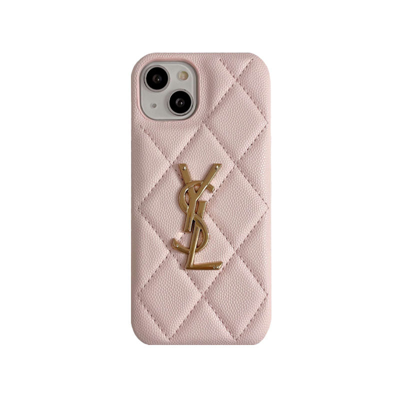 Luxury YSL Leather Phone Case for iPhone 12-18 Pro & Pro Max