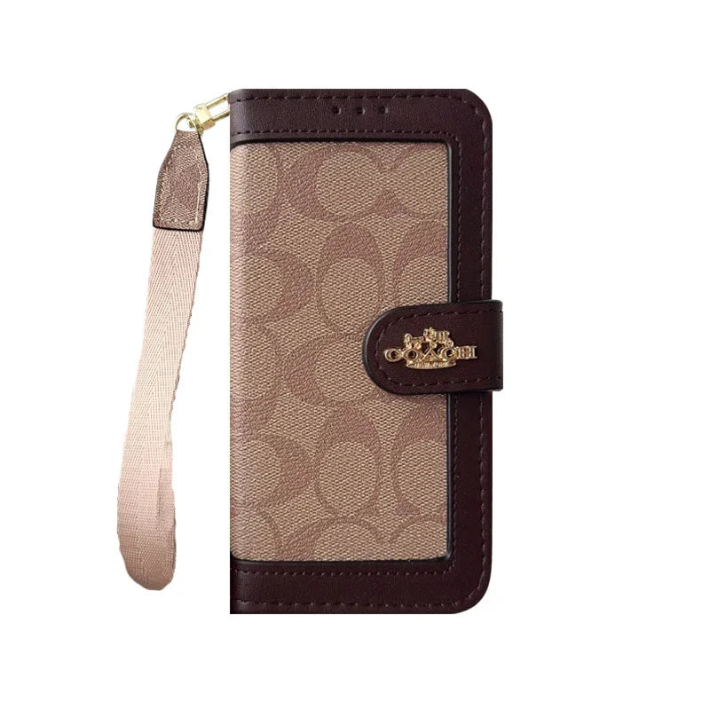 Luxury Monogram Canvas Wallet Case for iPhone 12-18 Pro & Pro Max