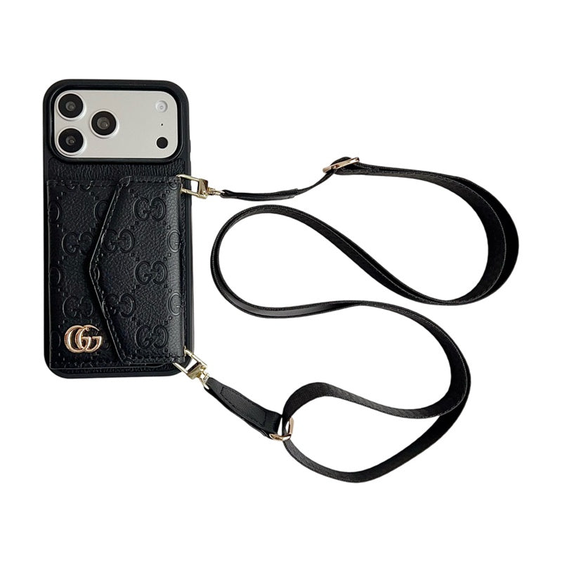 GG Classic Monogram Leather Card Case for iPhone 12-18 Pro & Pro Max