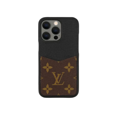 LV Leather Phone Case with Card Slot Case for iPhone 12-18 Pro & Pro Max