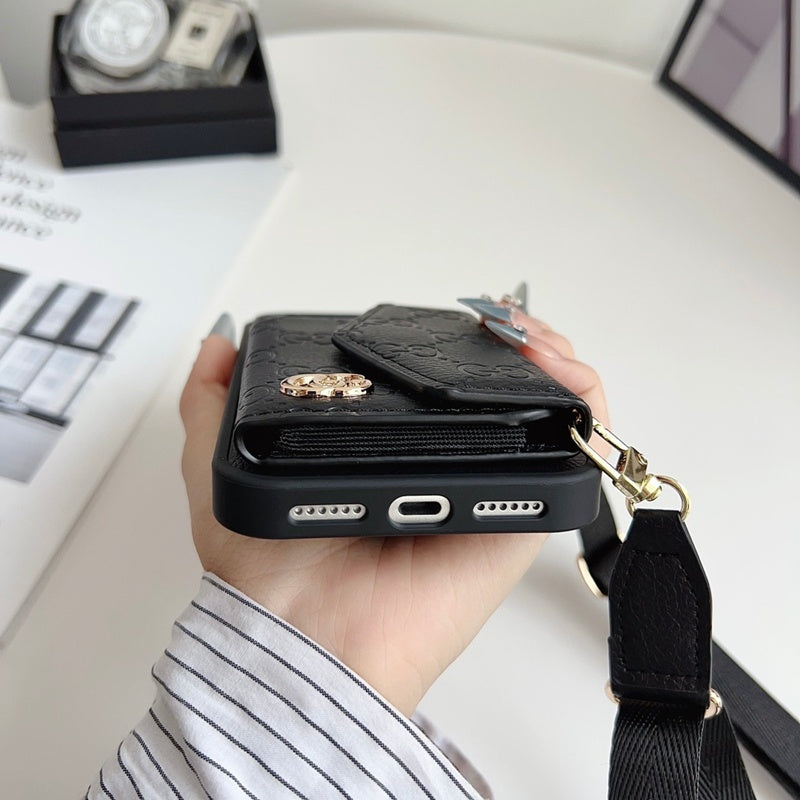 GG Classic Monogram Leather Card Case for iPhone 12-18 Pro & Pro Max