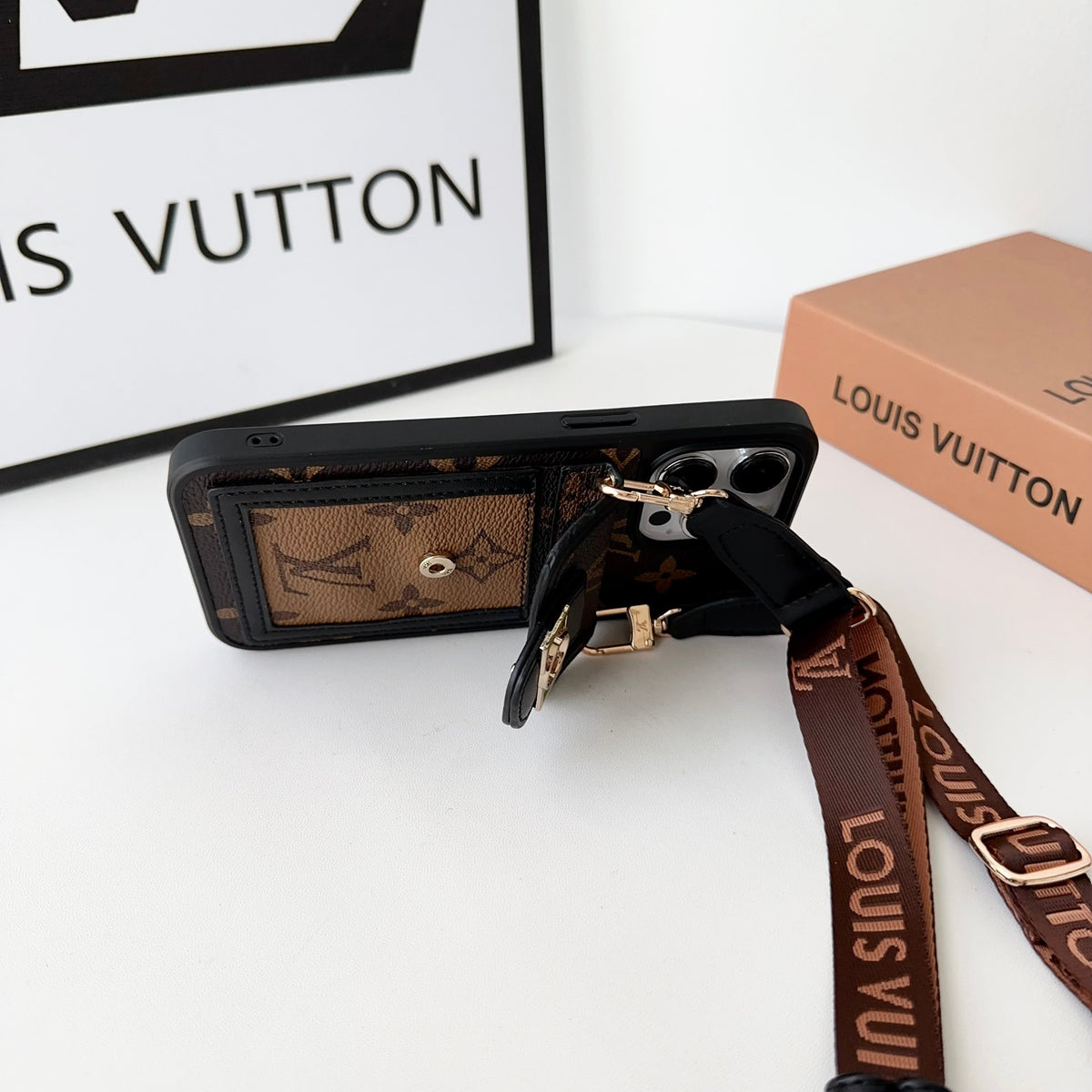 Luxury DAUPHINE LEATHER MONOGRAM CROSSBODY IPHONE CASE theroxymob