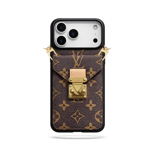 Premium Leather Monogram iPhone Case 13-18 Pro & Pro Max