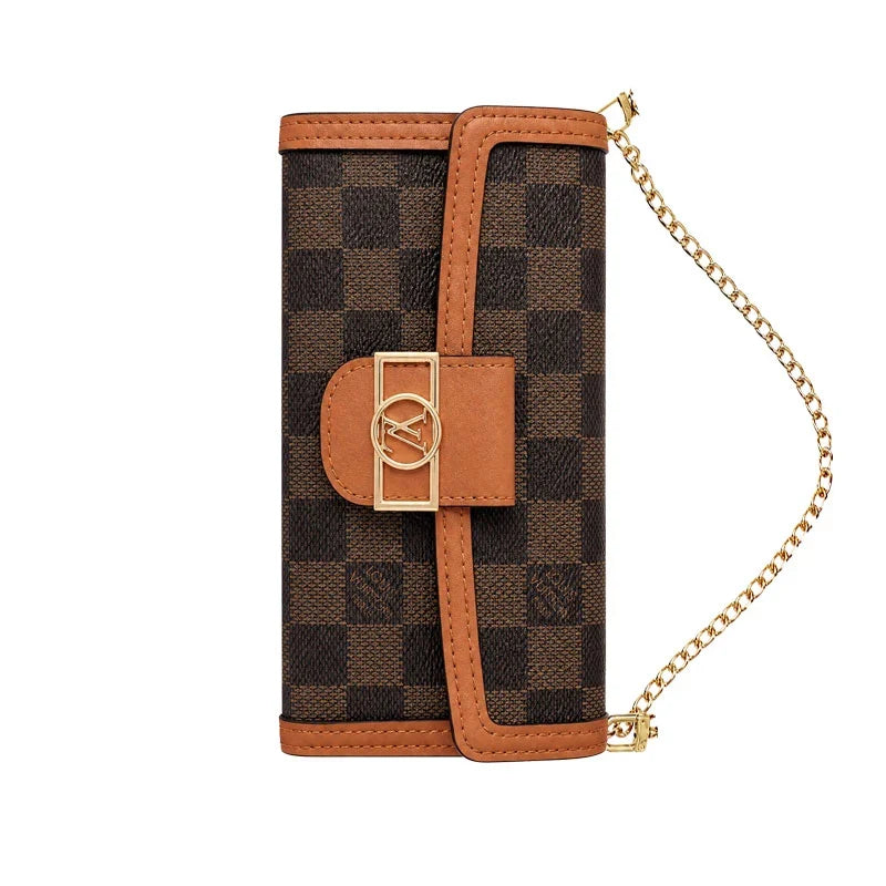 Luxury LV Phone Case with Flip Walle for iPhone 12-18 Pro & Pro Max