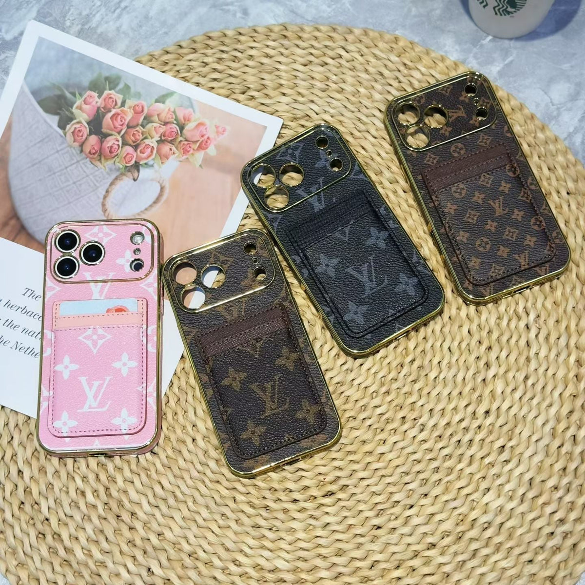 Luxury LV Phone Case with Card Holder For iPhone 12-18 Pro & Pro Max