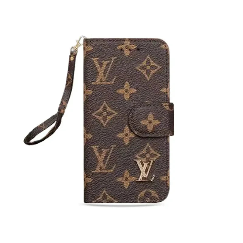 Luxury Monogram Zip Wallet Case with Wristlet for Samsung Galaxy S22-S26 Series