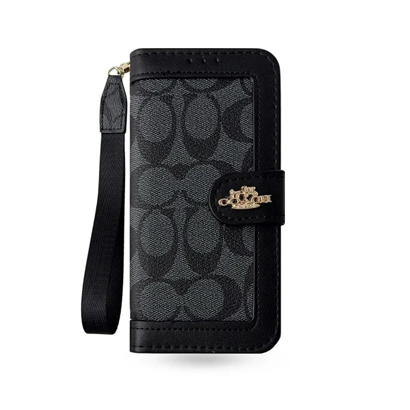 Luxury Monogram Canvas Wallet Case for iPhone 12-18 Pro & Pro Max