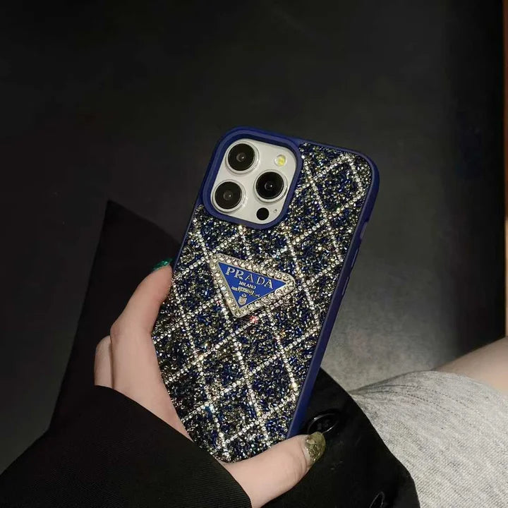 Prada Phone Case with Sparkling Rhinestones For iPhone 14-18 Pro & Pro Max
