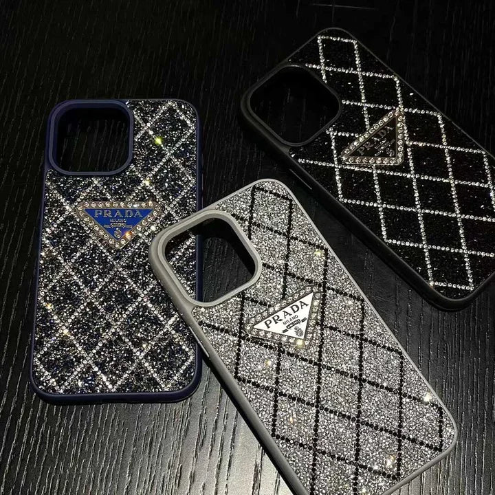 Prada Phone Case with Sparkling Rhinestones For iPhone 14-18 Pro & Pro Max