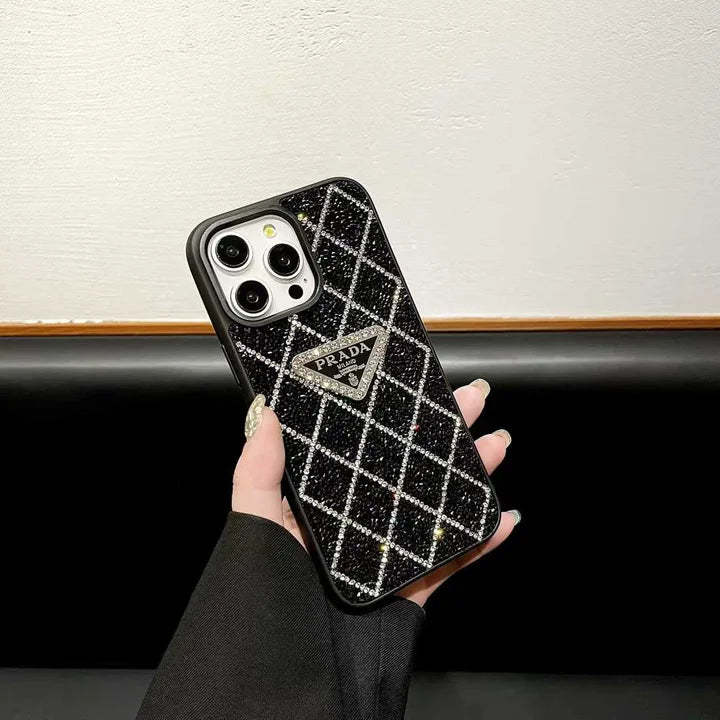 Prada Phone Case with Sparkling Rhinestones For iPhone 14-18 Pro & Pro Max