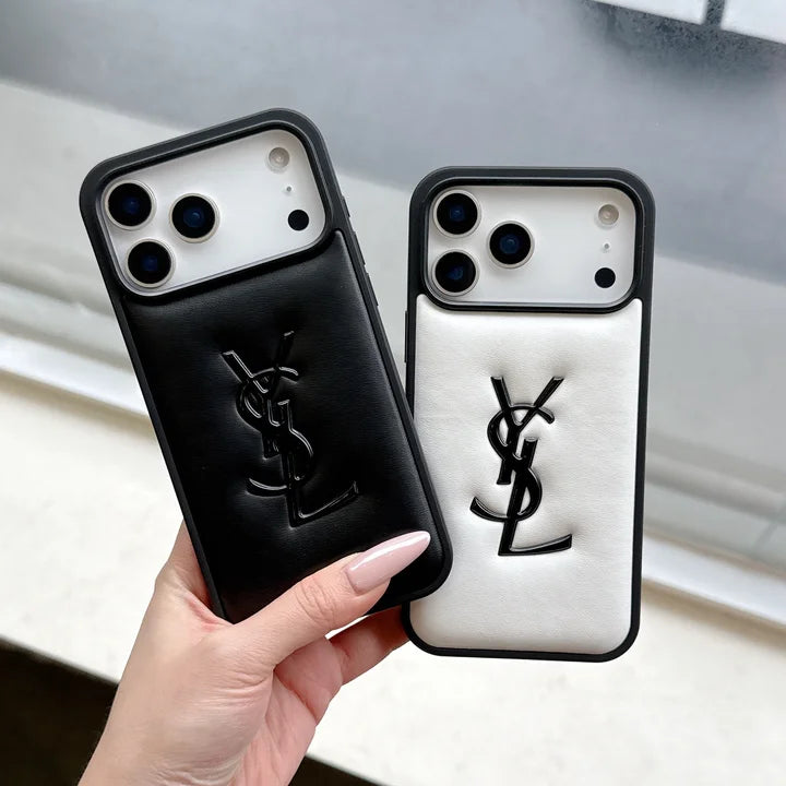 Luxury YSL Leather Phone Case for iPhone 13-18 Pro & Pro Max