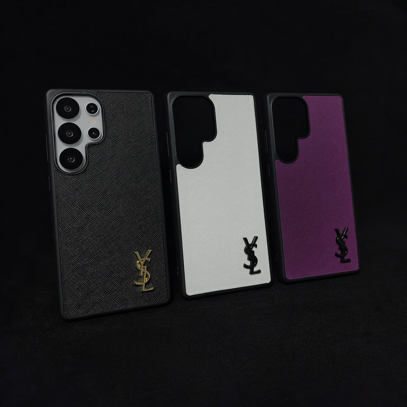 Luxury White Saffiano Case for Samsung S22-S26 Series