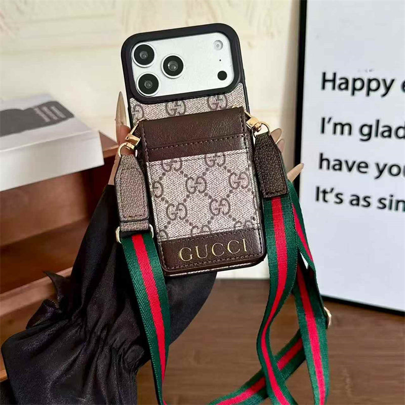 Luxury Gucci Phone case with card slot for iPhone 12-18 Pro & Pro Max