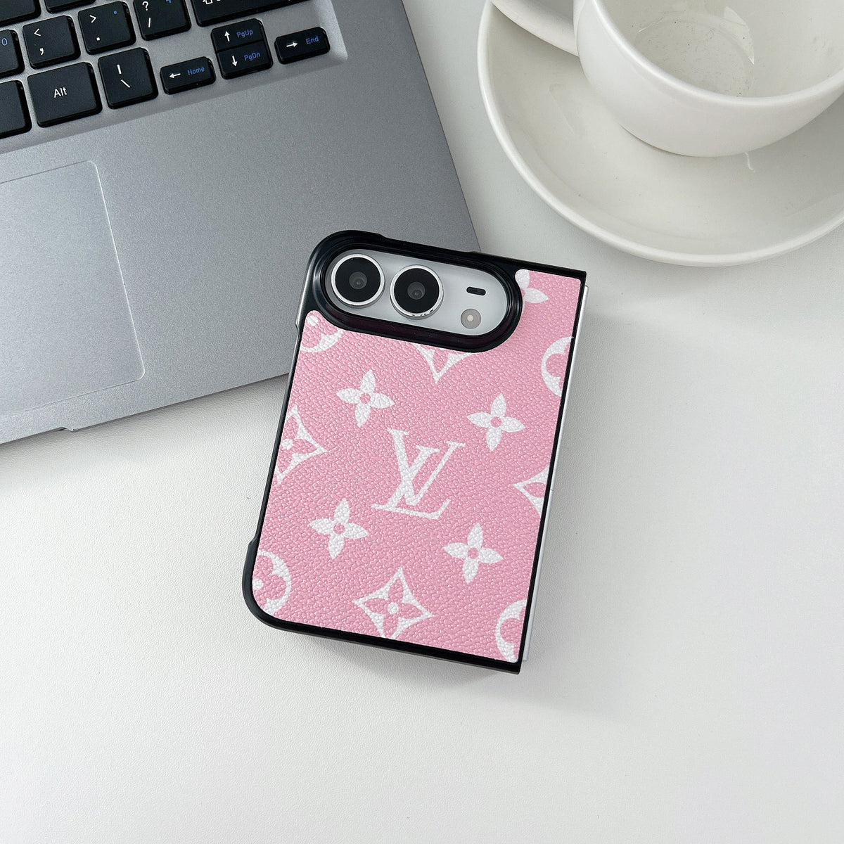 Luxury Lv Classic Leather Monogram Case for iPhone Duo