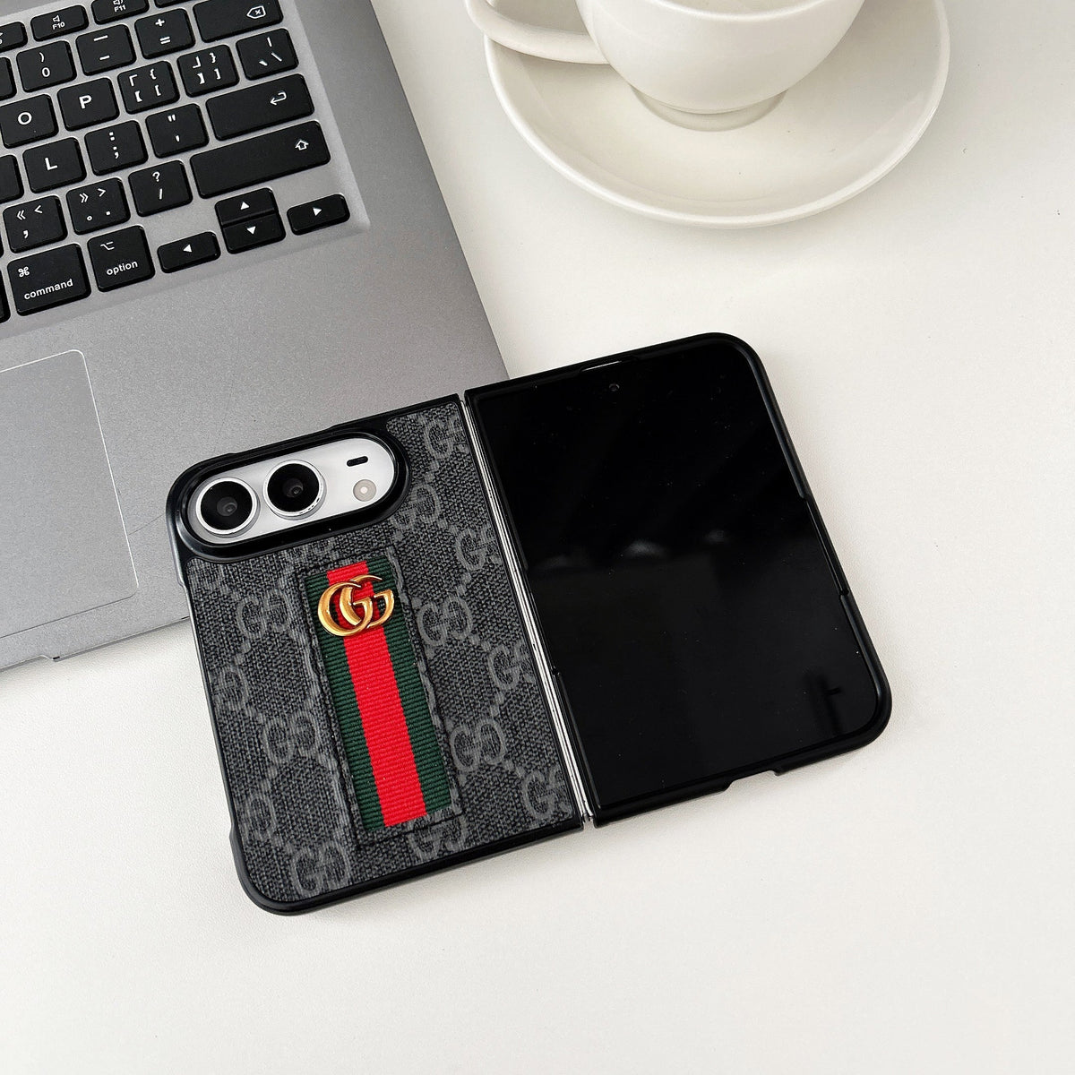Classic Luxury GG Monogram Canvas Case for iPhone Duo