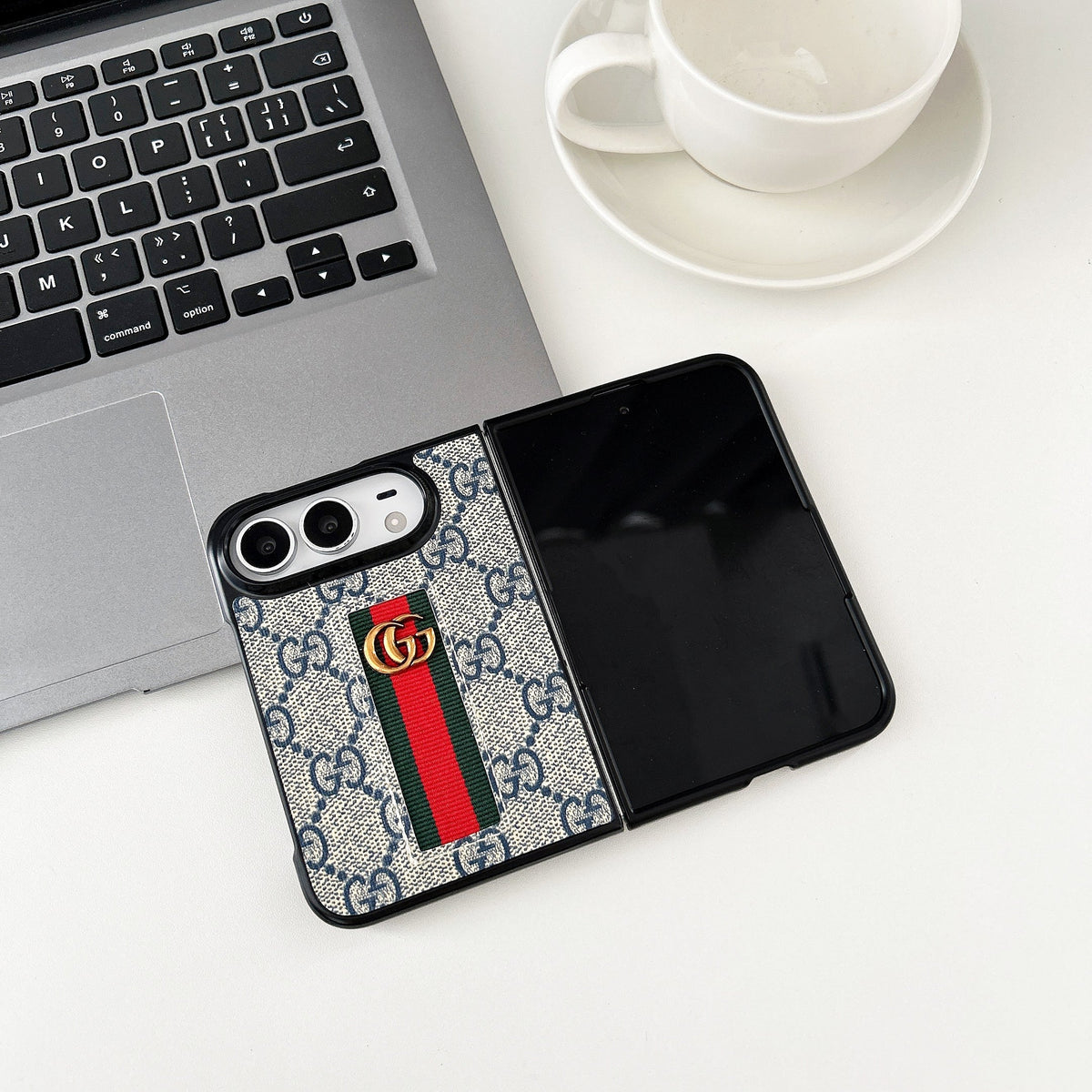 Classic Luxury GG Monogram Canvas Case for iPhone Duo