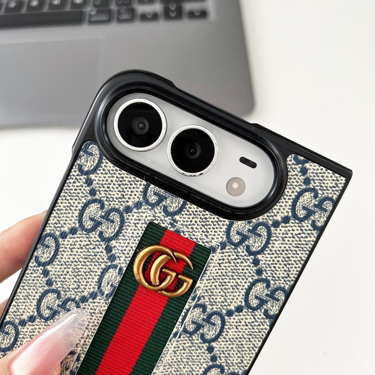 Classic Luxury GG Monogram Canvas Case for iPhone Duo