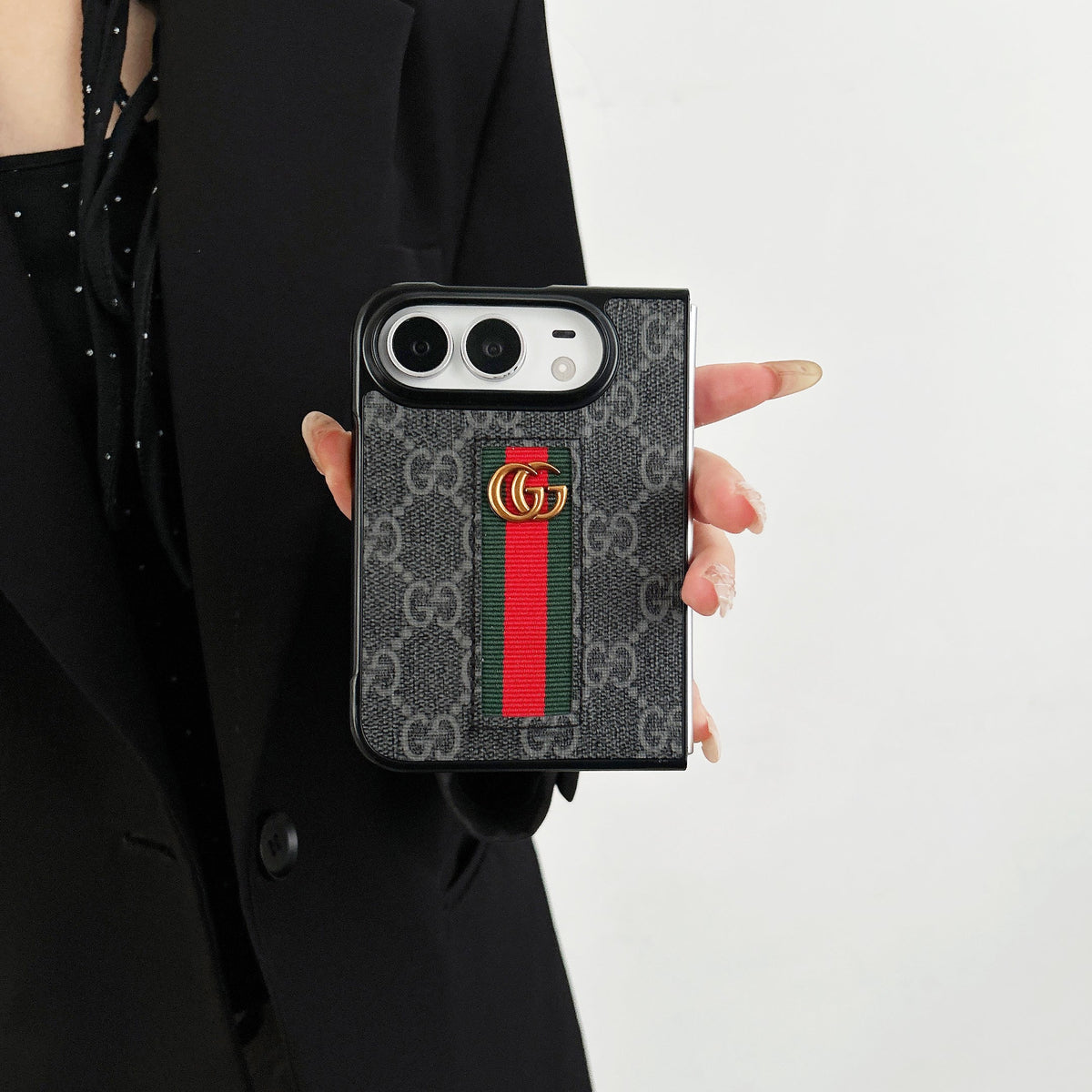 Classic Luxury GG Monogram Canvas Case for iPhone Duo