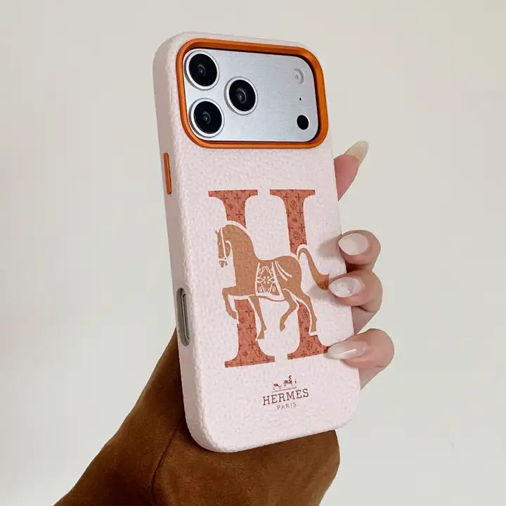 HRM Stamped Leather Case with Horse Carriage Art for iPhone 13-18 Pro & Pro Max