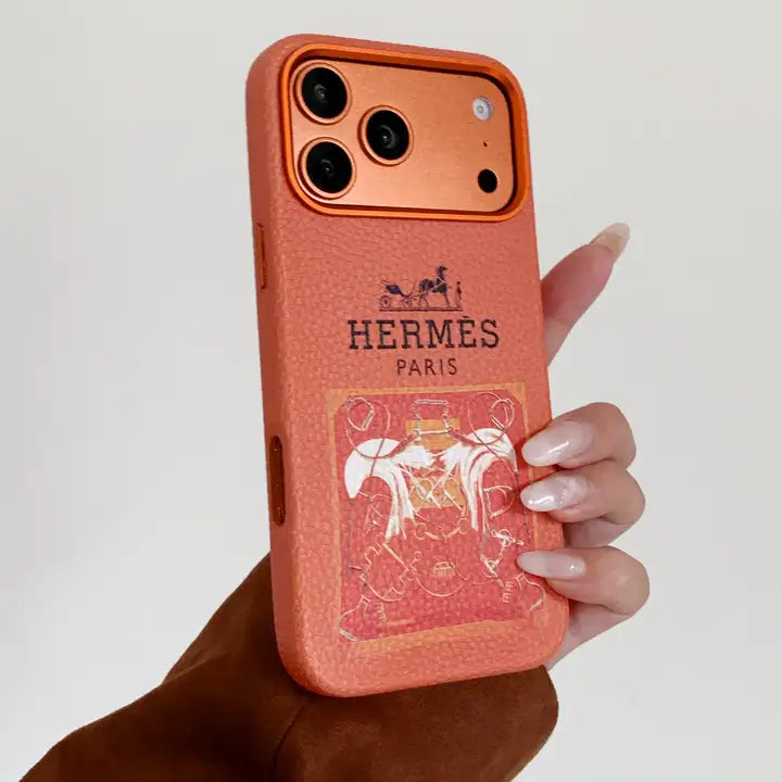 HRM Stamped Leather Case with Horse Carriage Art for iPhone 13-18 Pro & Pro Max