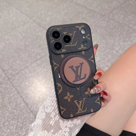 Luxury Monogram Leather Magsafe Phone Case Stand Function for iPhone 13-18 Pro & Pro Max