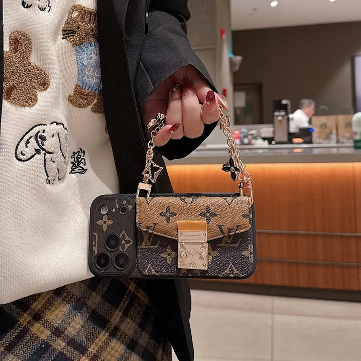 Luxury Monogram Crossbody Phone Bag for iPhone 13-18 Pro & Pro Max