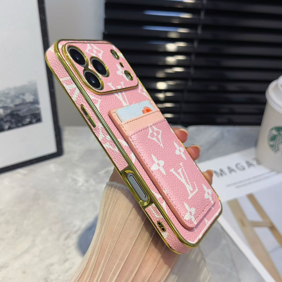 Luxury LV Phone Case with Card Holder For iPhone 12-18 Pro & Pro Max