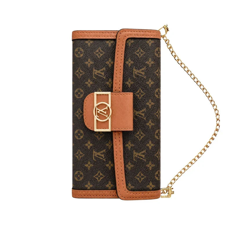 Luxury LV Phone Case with Flip Walle for iPhone 12-18 Pro & Pro Max