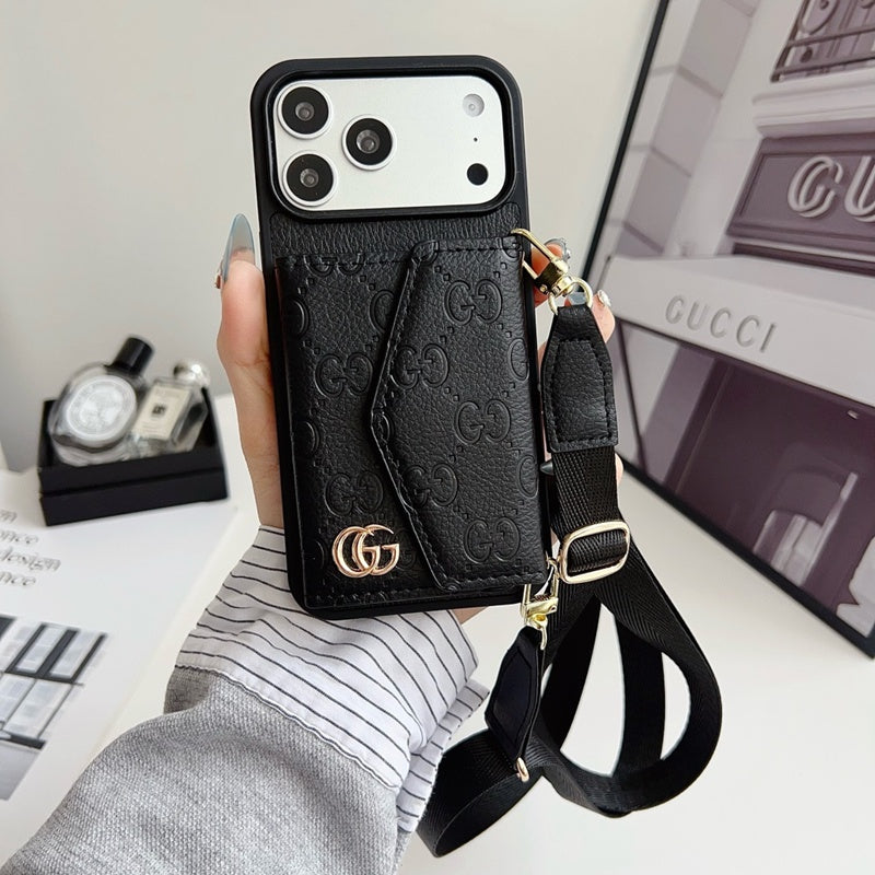 GG Classic Monogram Leather Card Case for iPhone 12-18 Pro & Pro Max