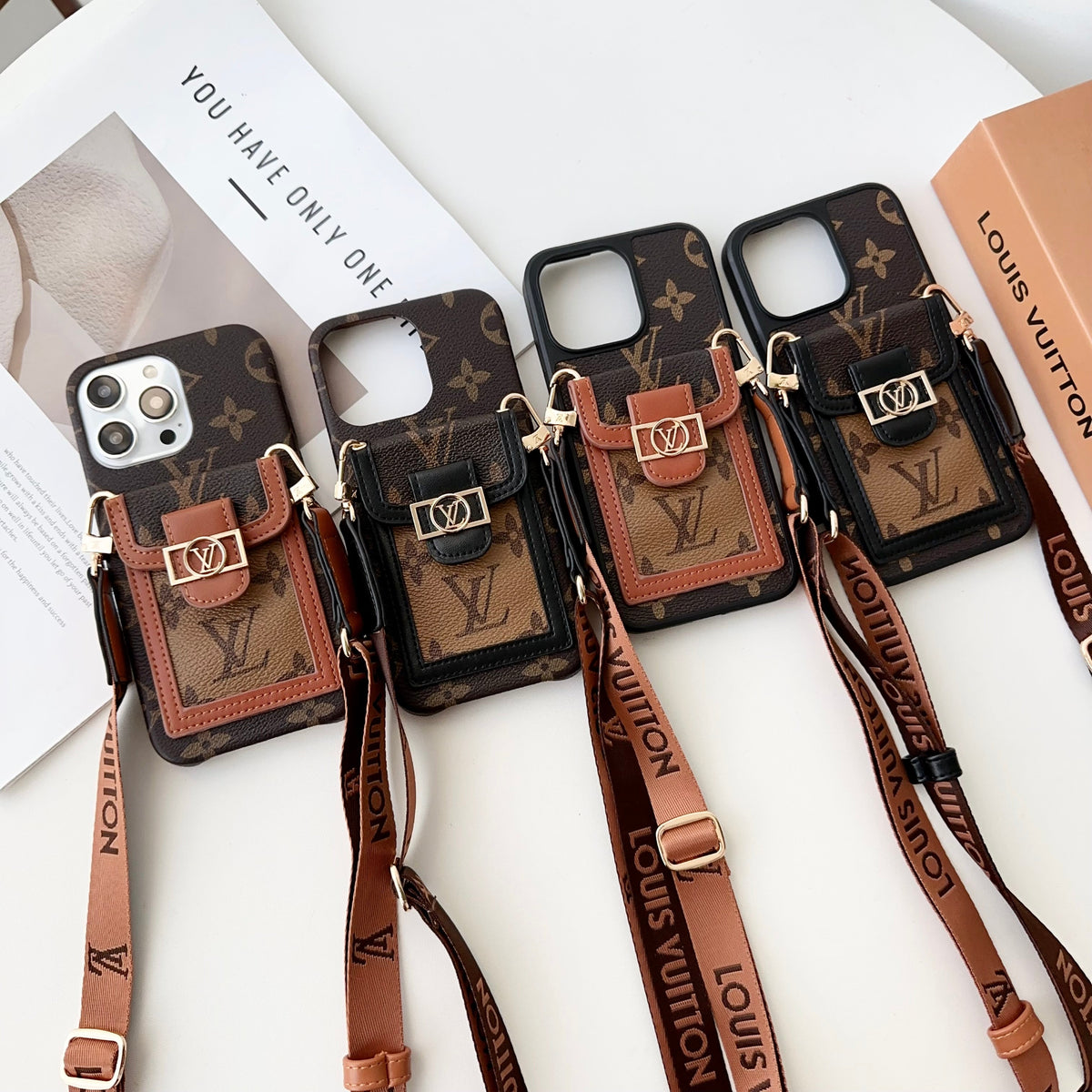 Luxury DAUPHINE LEATHER MONOGRAM CROSSBODY IPHONE CASE theroxymob