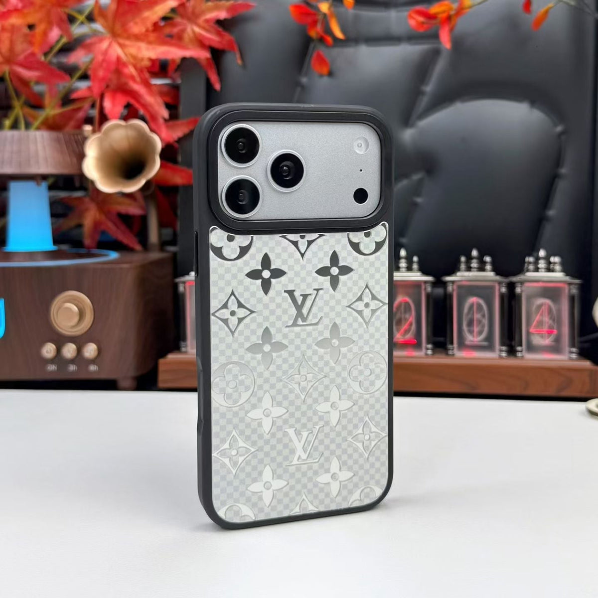 Luxury Metallic Foil LV Monogram Phone Case for iPhone 12-18 Pro & Pro Max