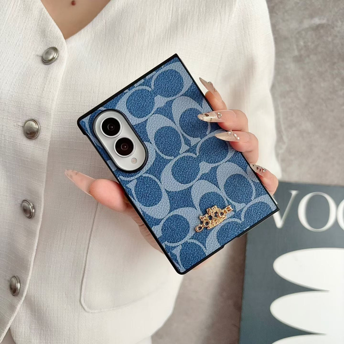 Luxury Coach Monogram Canvas Case for Samsung Galaxy Z Fold 3-8 Ultra