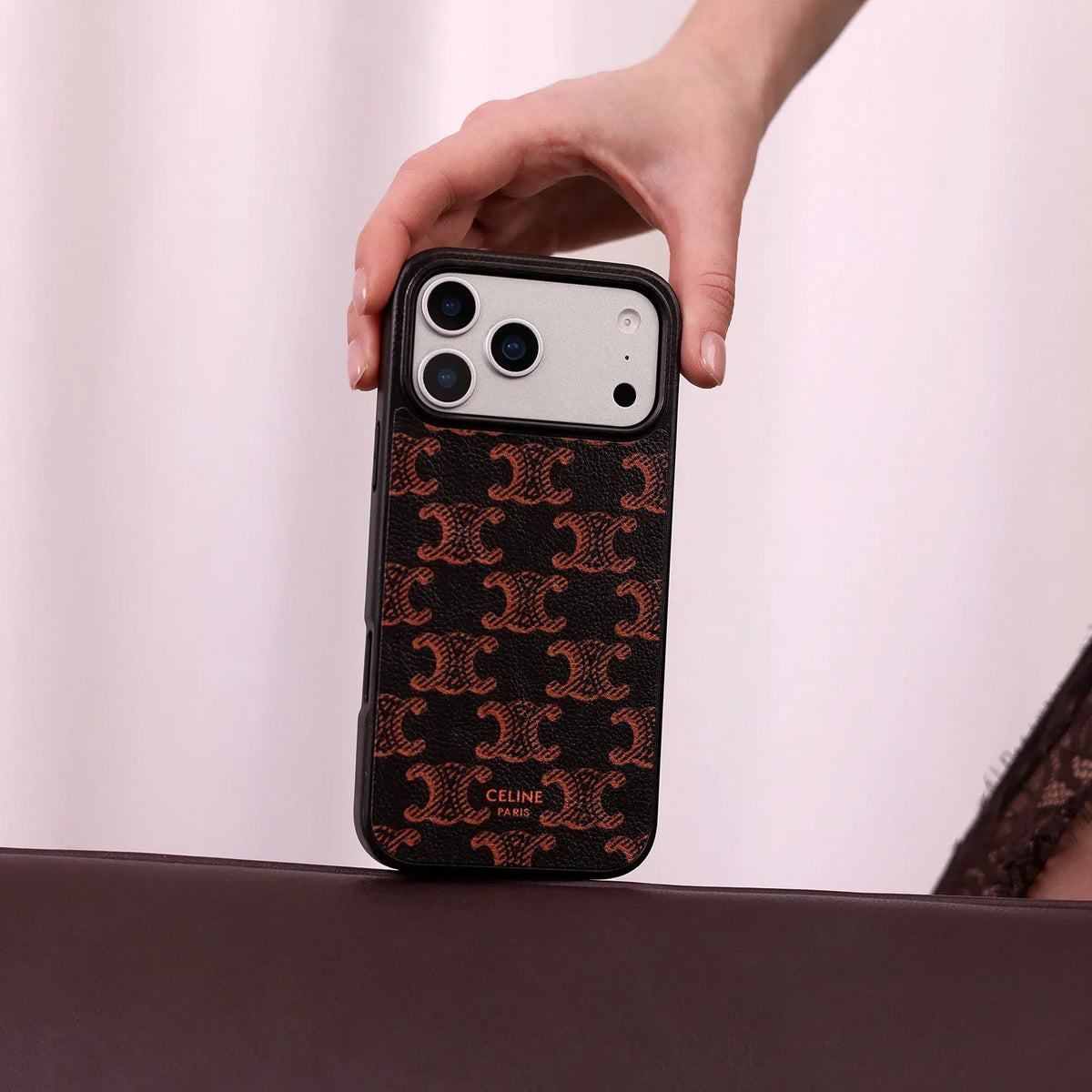 Classic Celine iPhone Case Classic Brown for iPhone 12-18 Pro & Pro Max