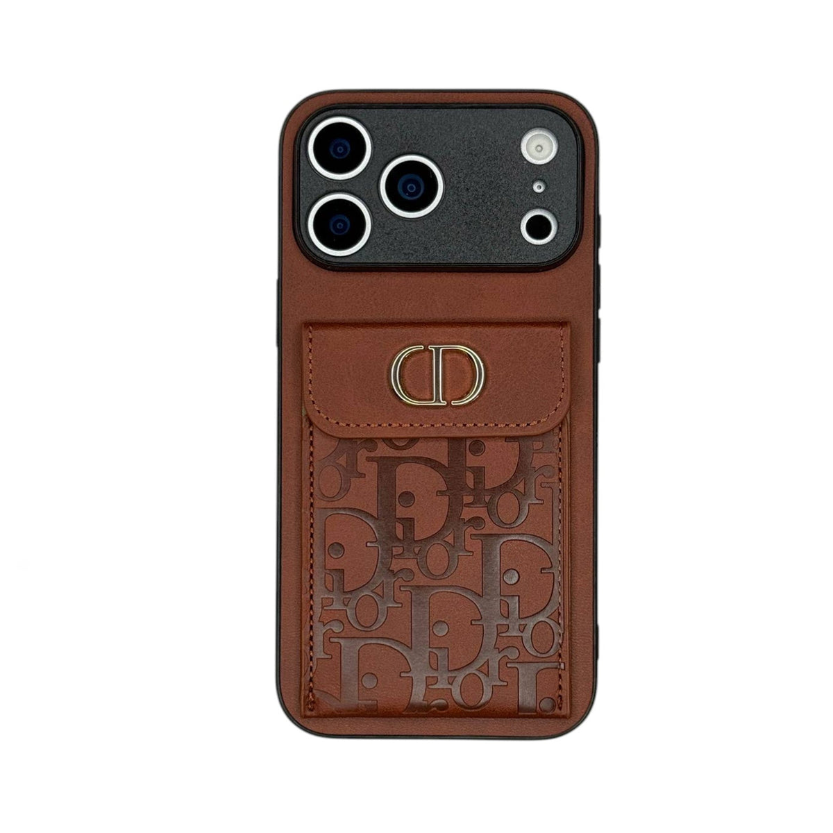 Dior Oblique Flap Pocket Leather Case - Saddle Brown For iPhone 12-18 Pro & Pro Max