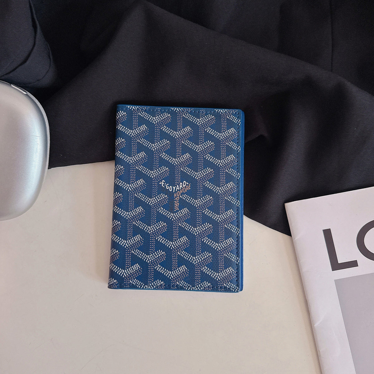 Elegant Goyardine Canvas Passport & Card Covers