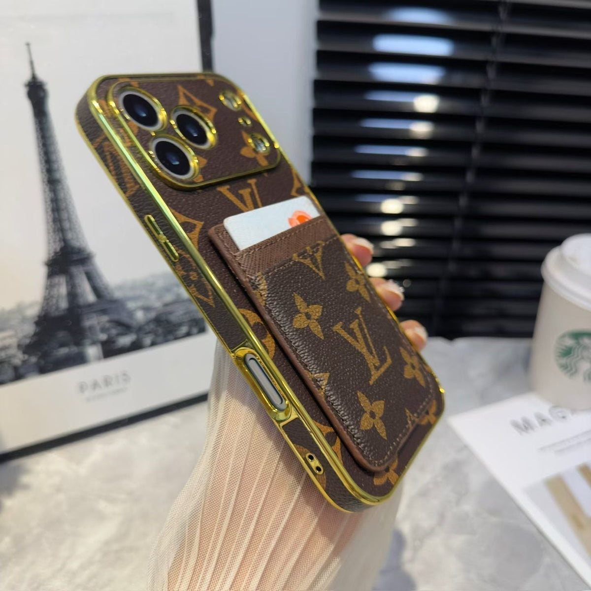 Luxury LV Phone Case with Card Holder For iPhone 12-18 Pro & Pro Max