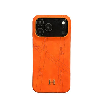 HRM Slim Leather Phone Case with Metal H Emblem for iPhone 12-18 Pro & Pro Max