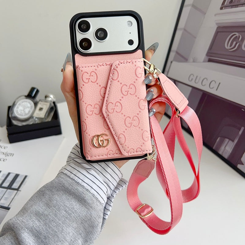GG Classic Monogram Leather Card Case for iPhone 12-18 Pro & Pro Max