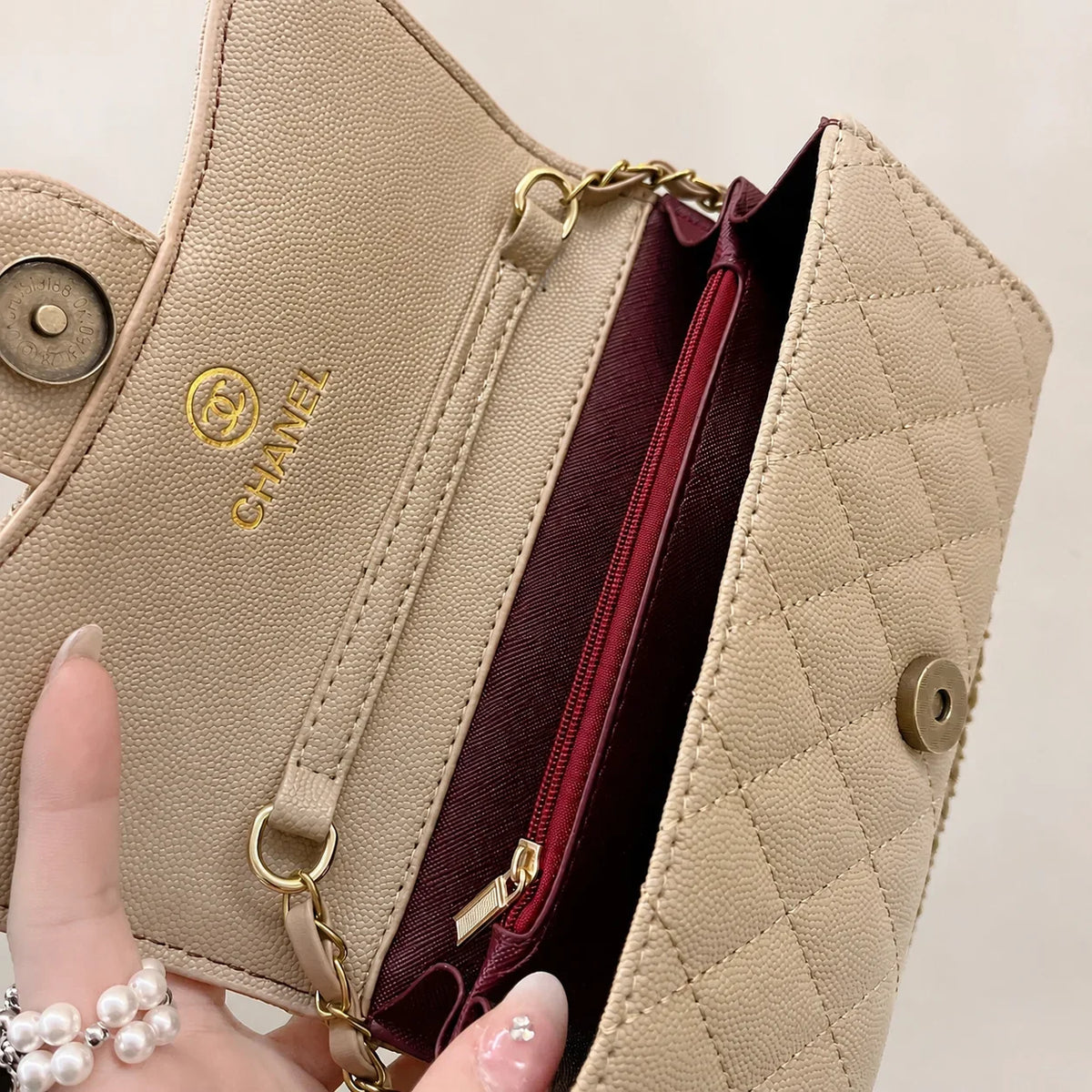 Luxury Leather Chanel Crossbody Phone Bag