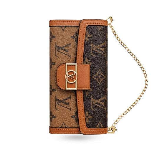 Luxury LV Phone Case with Flip Walle for iPhone 12-18 Pro & Pro Max